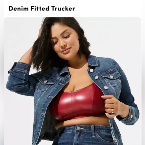 Denim Fitted Trucker Jacket - Picture 2 of 7